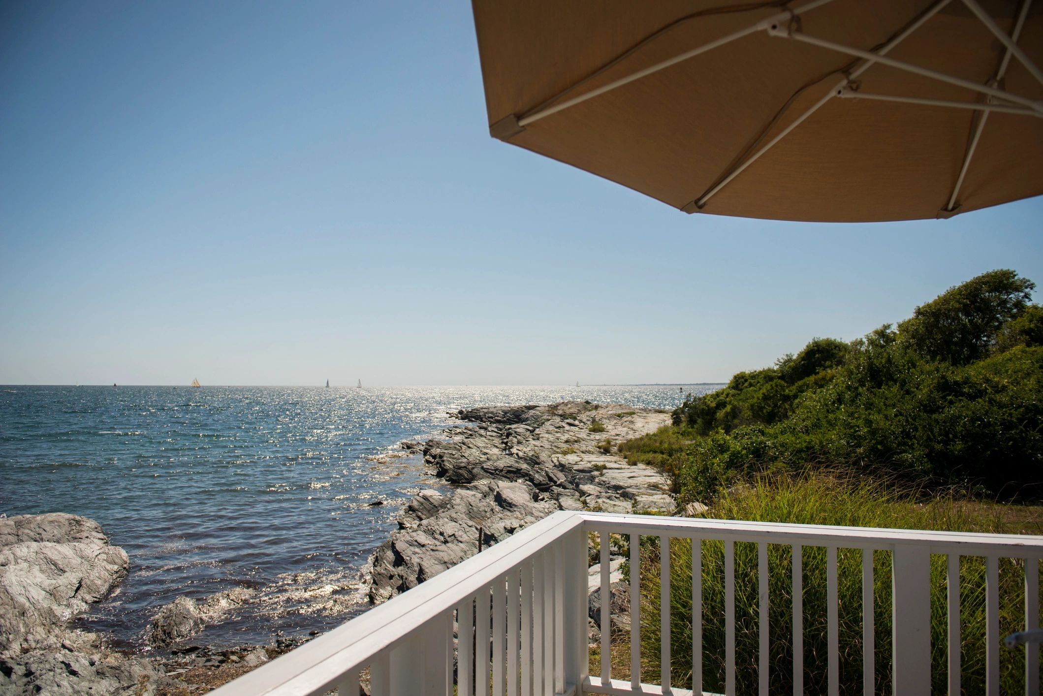 Outdoor deck or railing area with elevated view